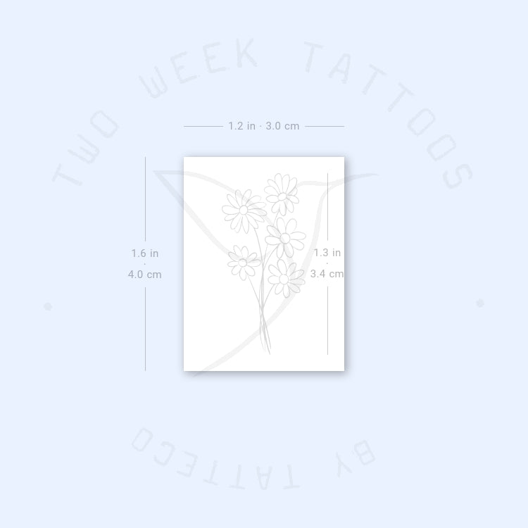 Daisy Bouquet Semi-Permanent Tattoo - Set of 2