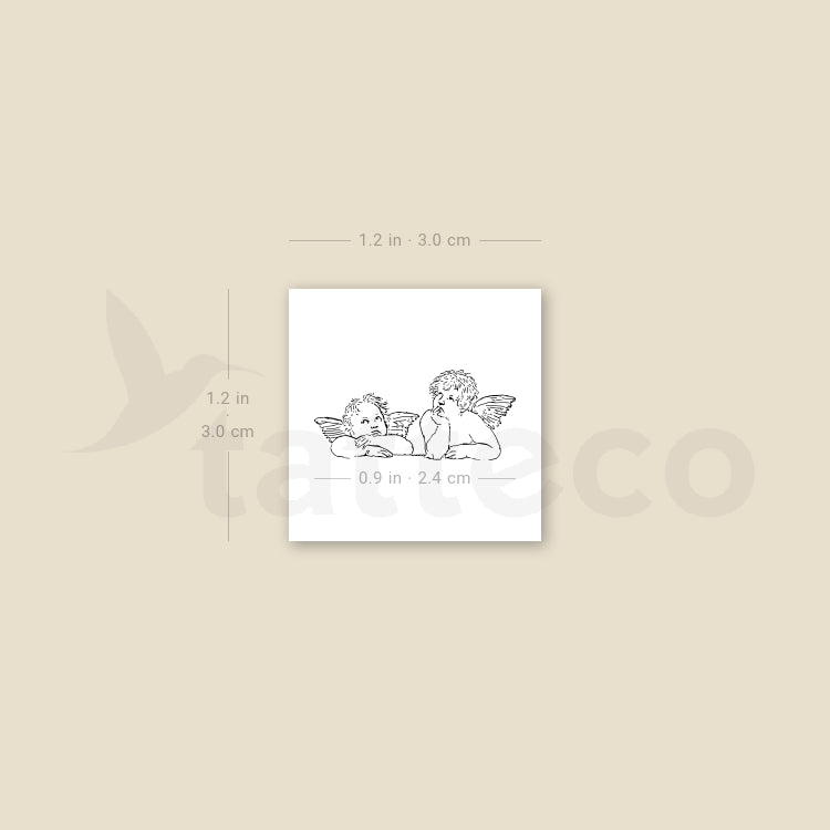 Tatuaje temporal minimalista de putti - Juego de 3