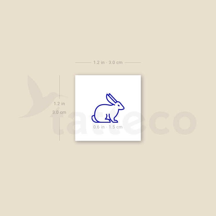 Blue Rabbit Temporary Tattoo - Set of 3