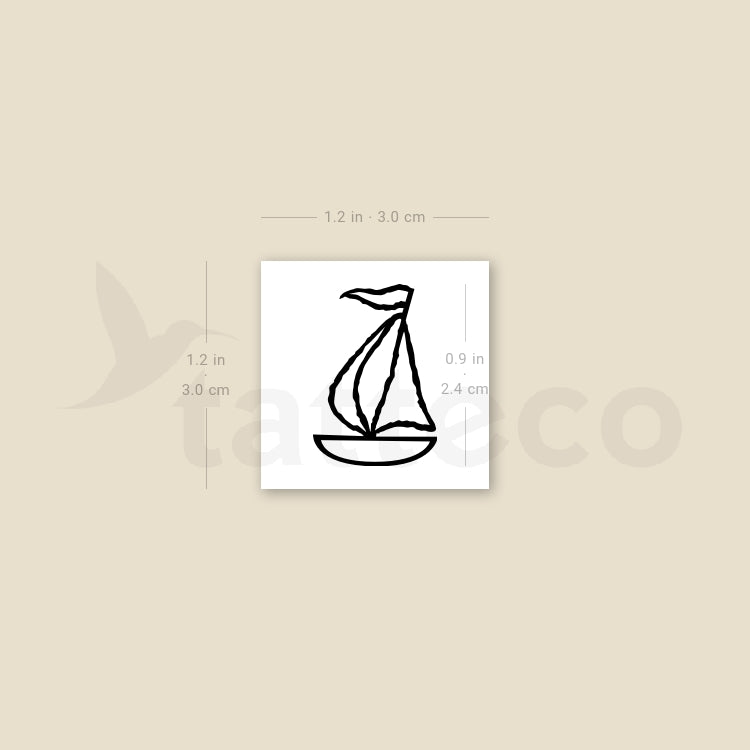 Sailboat Outline Temporary Tattoo - Set of 3
