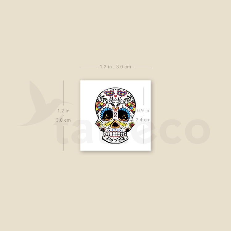 Tatuaje temporal de calavera de azúcar pequeña - Juego de 3