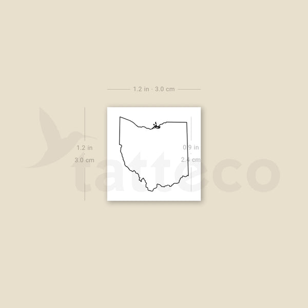 Ohio Map Outline Temporary Tattoo - Set of 3