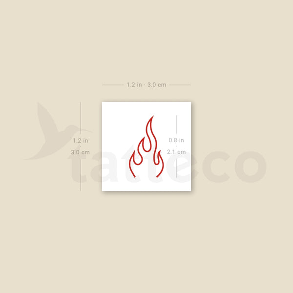 Fine Line Red Fire Flame Temporary Tattoo - Set of 3