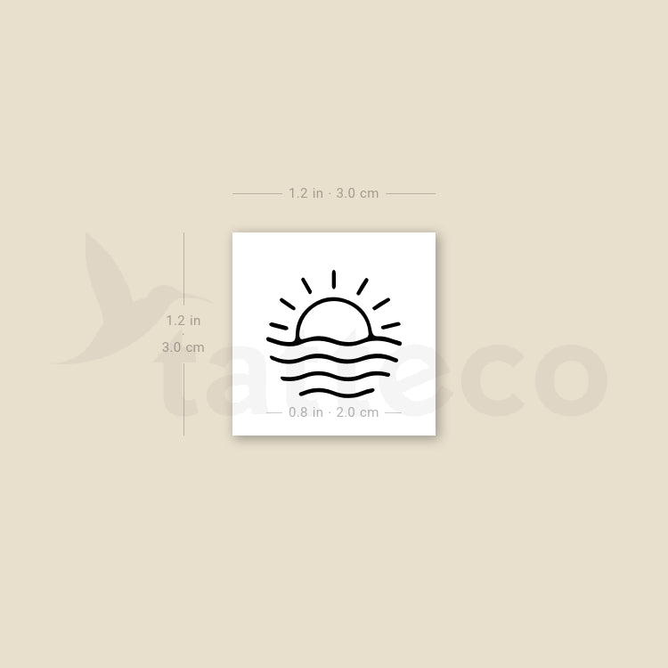 Ocean Sunset Temporary Tattoo - Set of 3