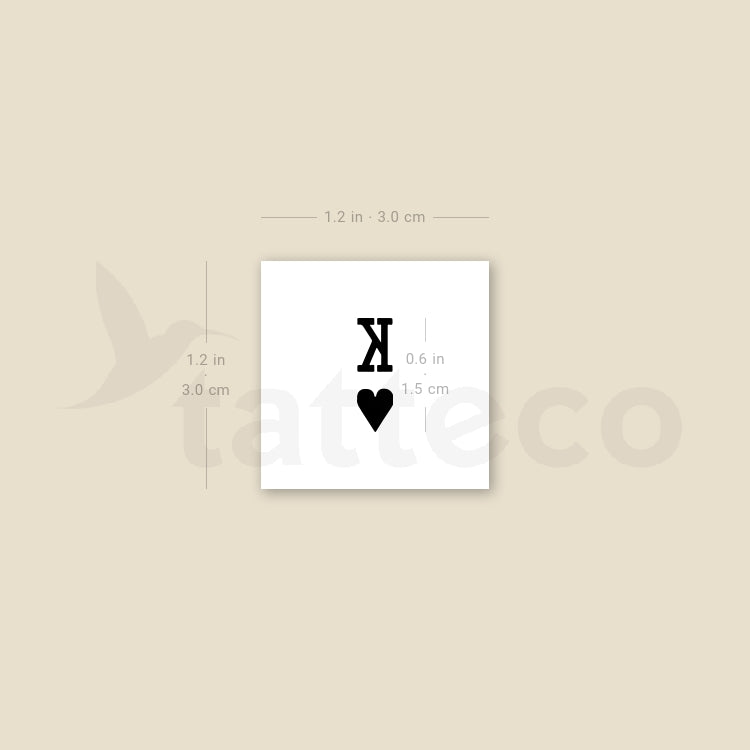 Black King Of Hearts Temporary Tattoo - Set of 3