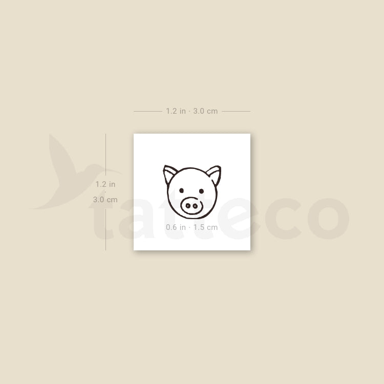 Small Pig Face Temporary Tattoo - Set of 3