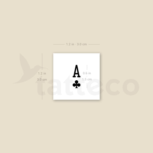 Tatuaje temporal pequeño de as de tréboles (juego de 3)