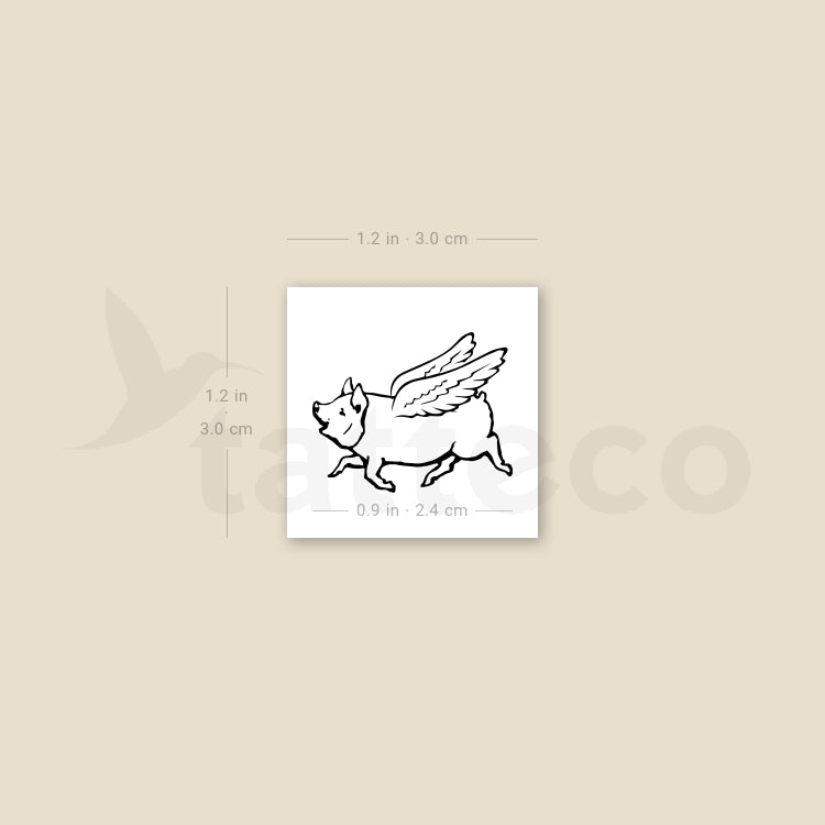 Little Flying Pig Temporary Tattoo - Set of 3