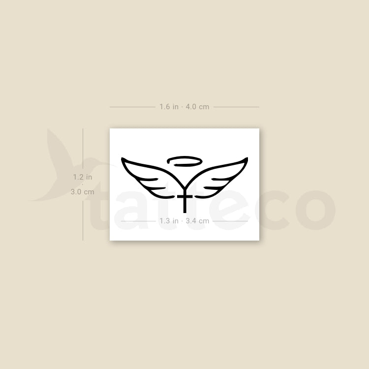 Wings, Cross And Halo Temporary Tattoo - Set of 3