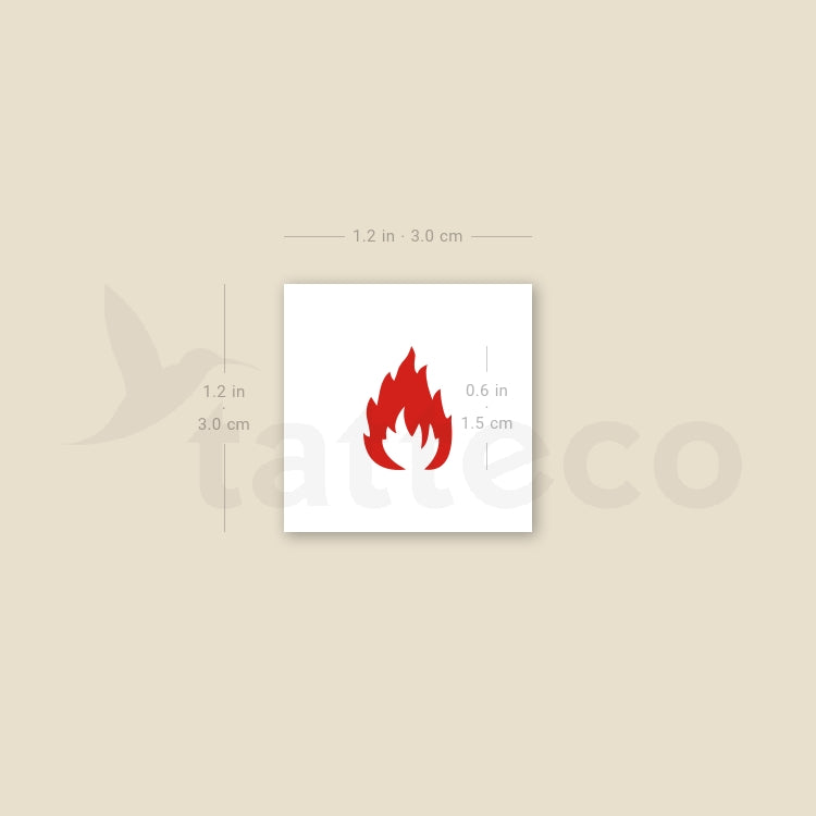 Red Fire Flame Temporary Tattoo - Set of 3