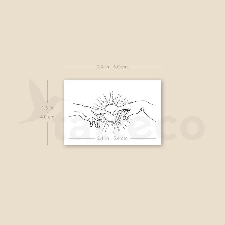 Tatuaje temporal de manos y sol de la creación (juego de 3)