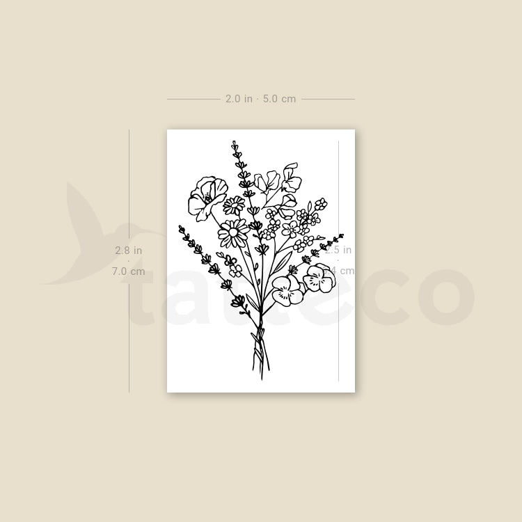 Bouquet Temporary Tattoo - Set of 3
