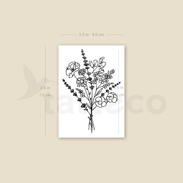 Bouquet Temporary Tattoo - Set of 3