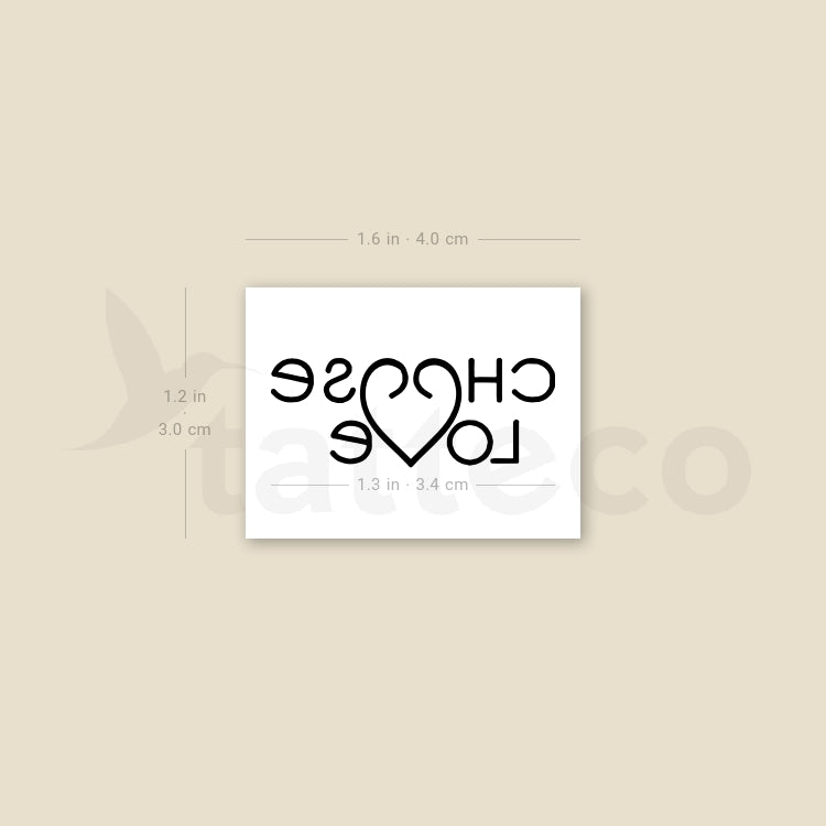 Small Choose Love Temporary Tattoo - Set of 3