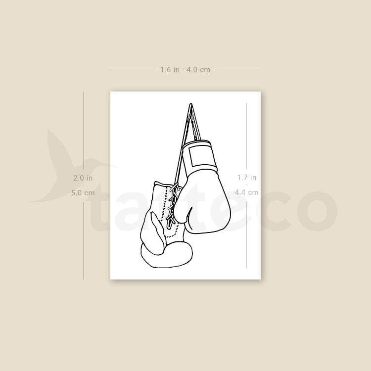 Boxing Gloves Temporary Tattoo - Set of 3