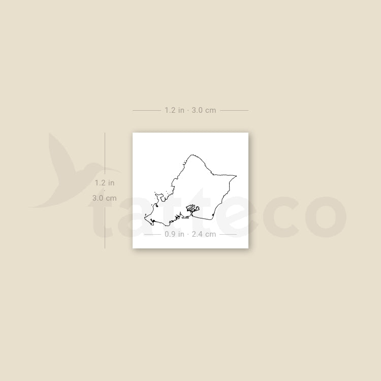 Tatuaje temporal del mapa de Oahu (juego de 3)