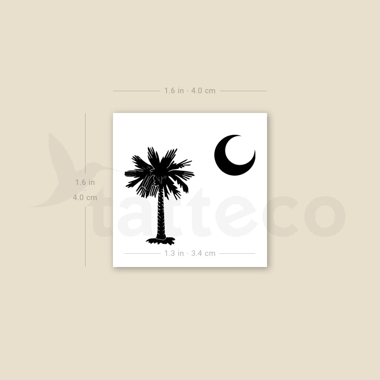 South Carolina Palm Tree And Moon Temporary Tattoo - Set of 3