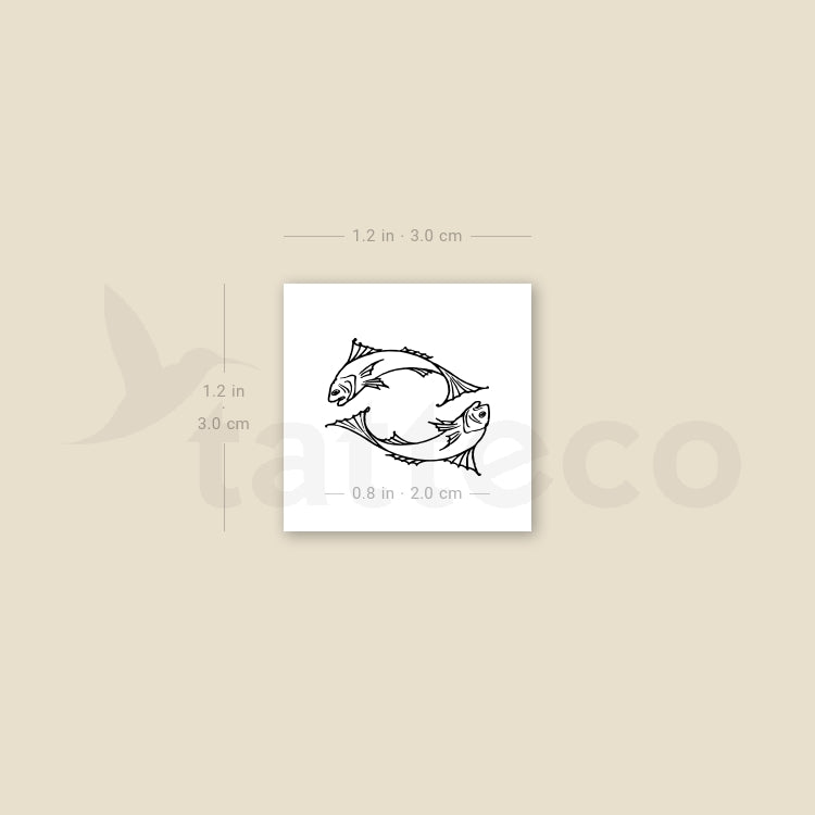 Fish Couple Temporary Tattoo - Set of 3