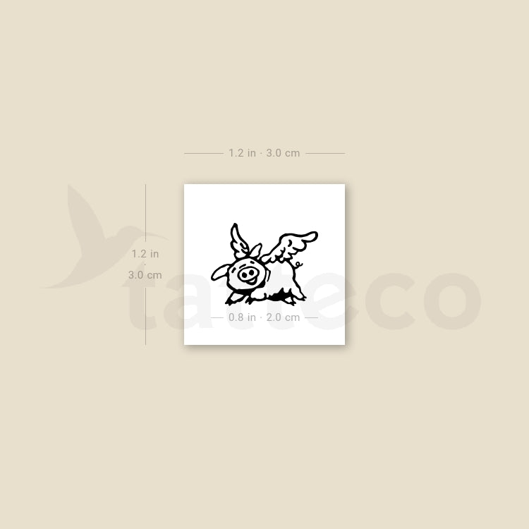 Small Flying Pig Temporary Tattoo - Set of 3