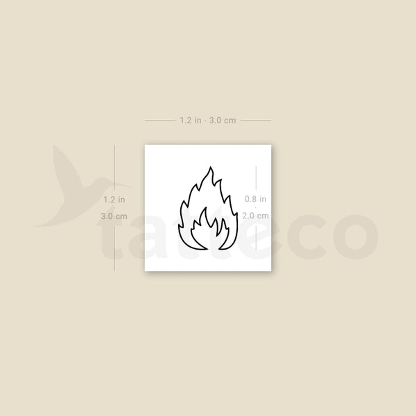 Fire Flame Outline Temporary Tattoo - Set of 3