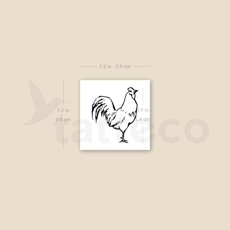 Rooster Temporary Tattoo - Set of 3