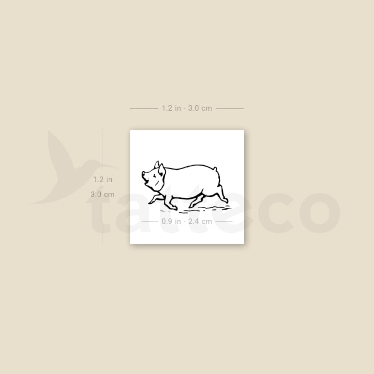 Pig Temporary Tattoo - Set of 3