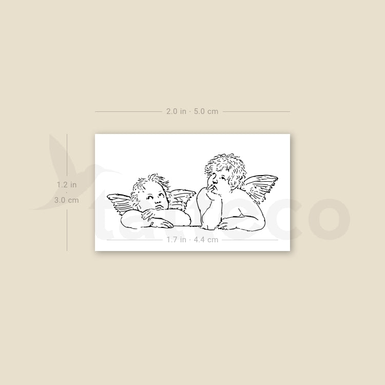 Tatuaje temporal minimalista de querubines y putti (juego de 3)
