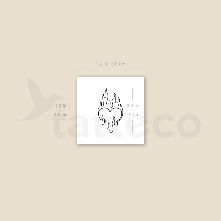 Flaming Heart Temporary Tattoo - Set of 3