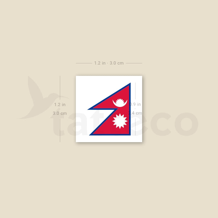 Nepal Flag Temporary Tattoo - Set of 3