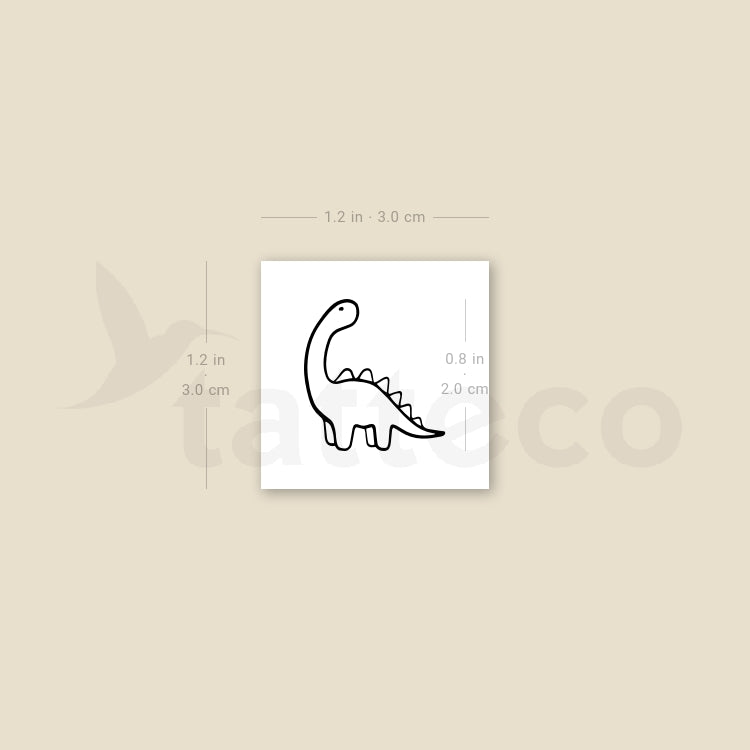 Tatuaje temporal de pequeño diplodocus - Juego de 3