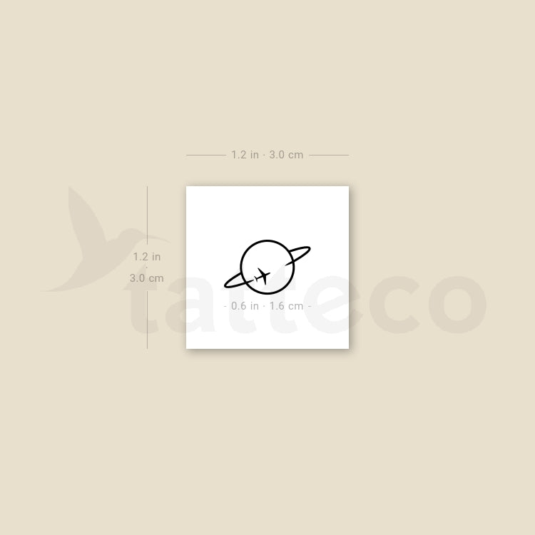 Flying Around Saturn Temporary Tattoo - Set of 3