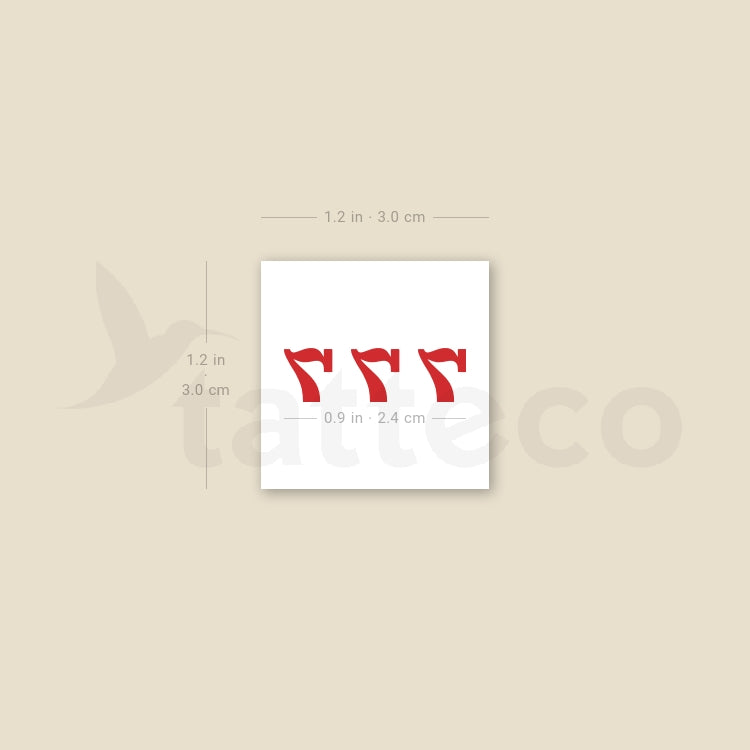 Red 777 Temporary Tattoo - Set of 3