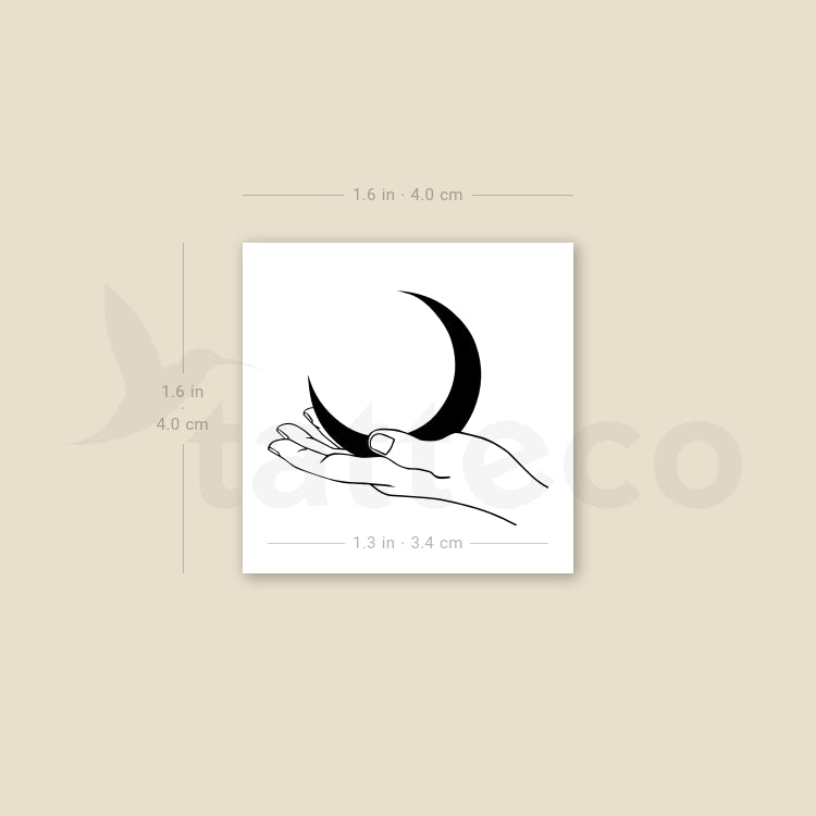Tatuaje temporal de luna sosteniendo una mano - Juego de 3