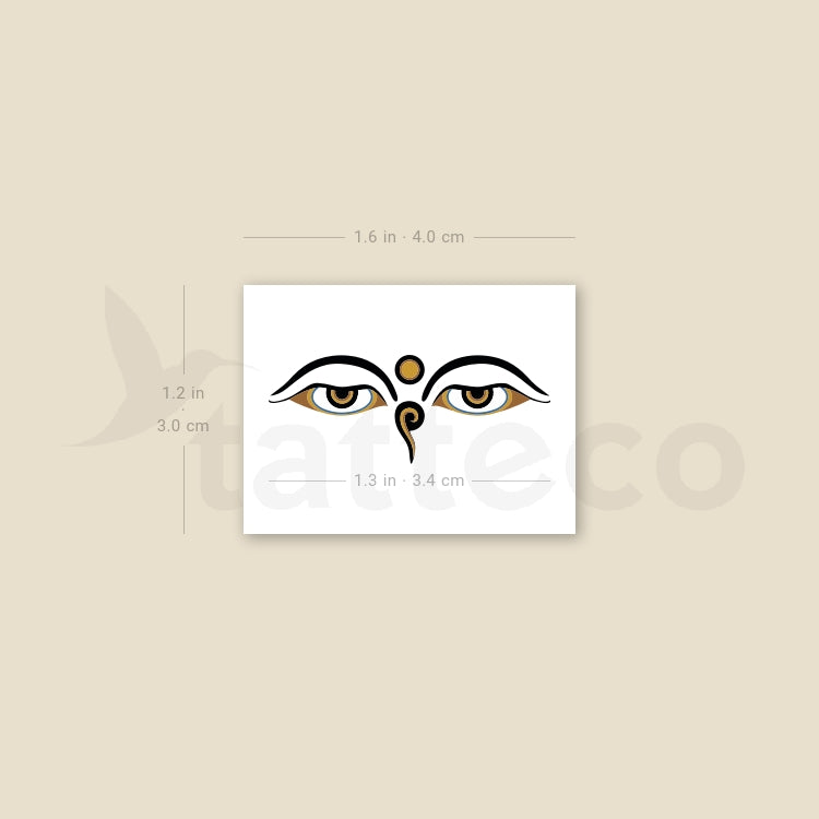 Compassionate Eyes Of Buddha Temporary Tattoo - Set of 3