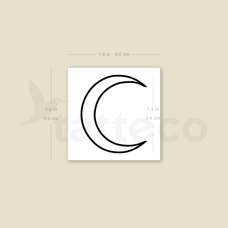Tatuaje temporal de luna creciente de línea fina (juego de 3)
