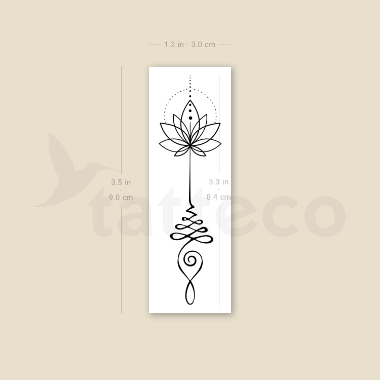 Unalome And Minimalist Lotus Temporary Tattoo - Set of 3