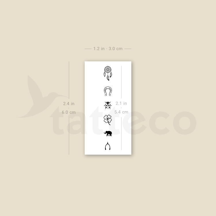Tatuaje temporal de cadena de la suerte - Juego de 3