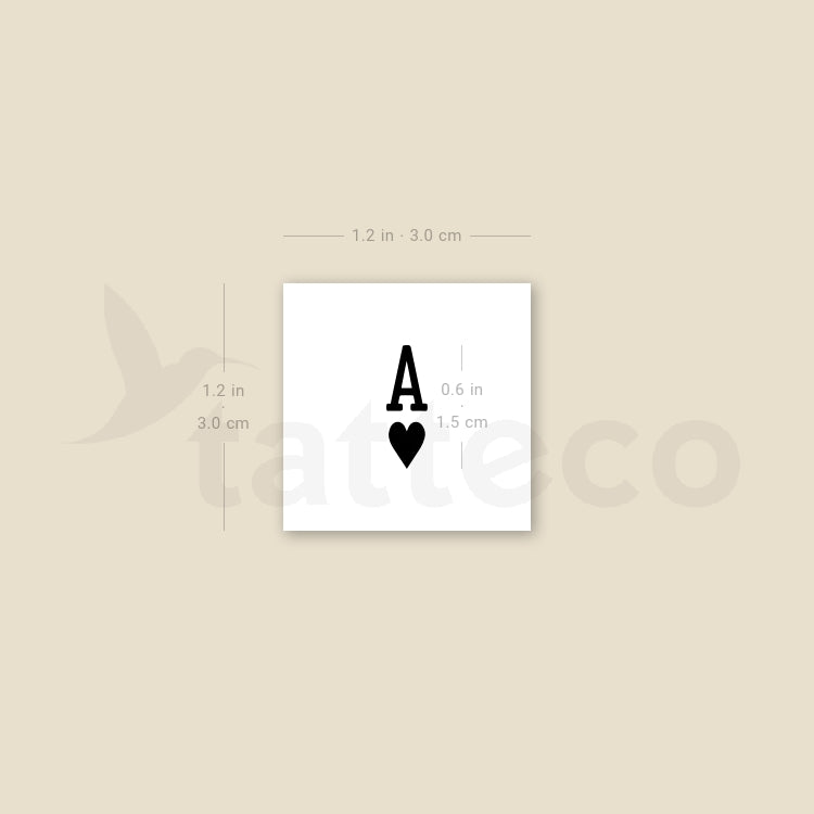 Black Ace Of Hearts Temporary Tattoo - Set of 3