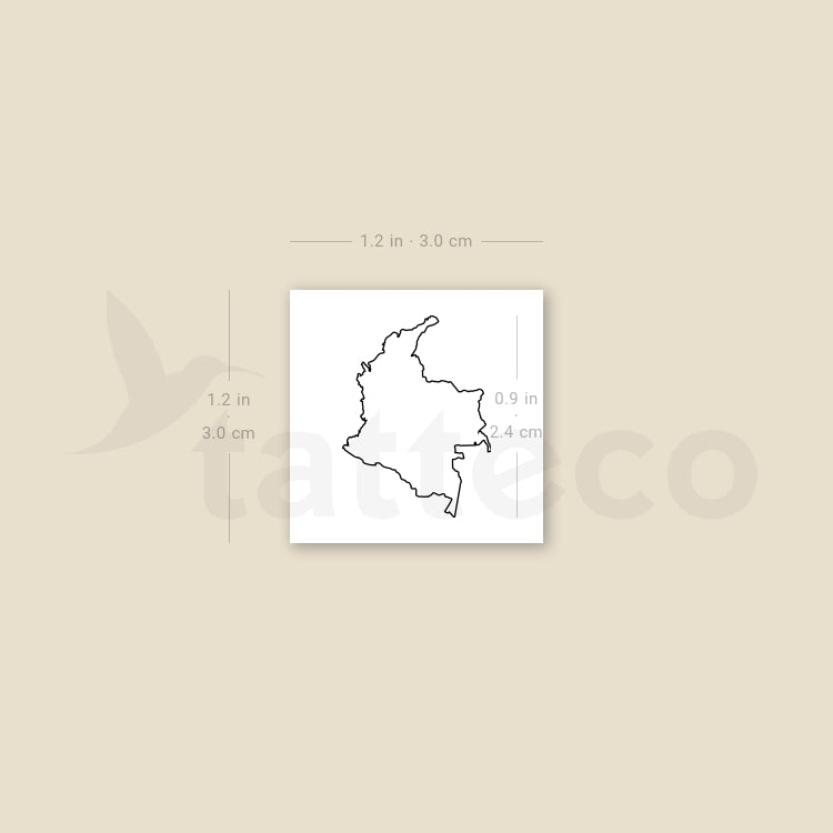 Map Of Colombia Temporary Tattoo - Set of 3