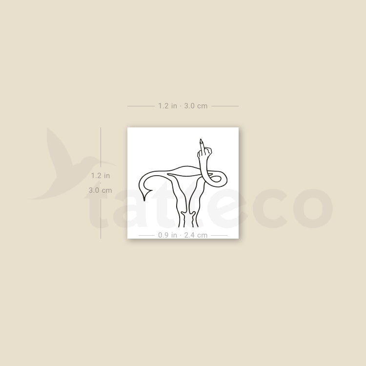 Uterus Middle Finger Temporary Tattoo - Set of 3