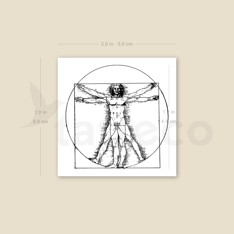 Vitruvian Man Temporary Tattoo - Set of 3