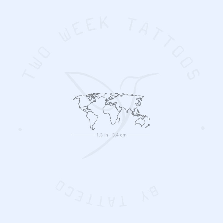 Small World Map Outline Semi-Permanent Tattoo - Set of 2