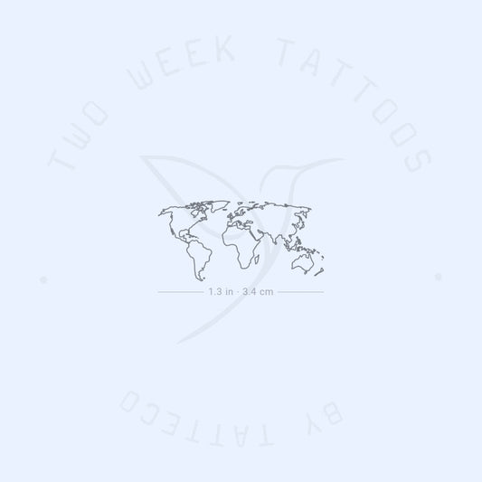 Tatuaje semipermanente de mapa del mundo pequeño (juego de 2)