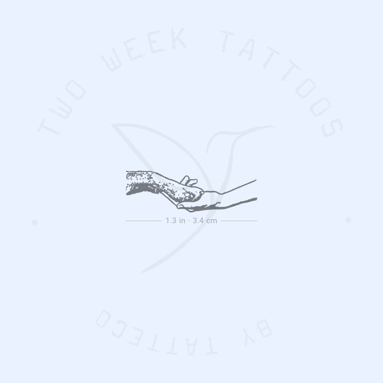 Dog Paw And Hand  Semi-Permanent Tattoo - Set of 2