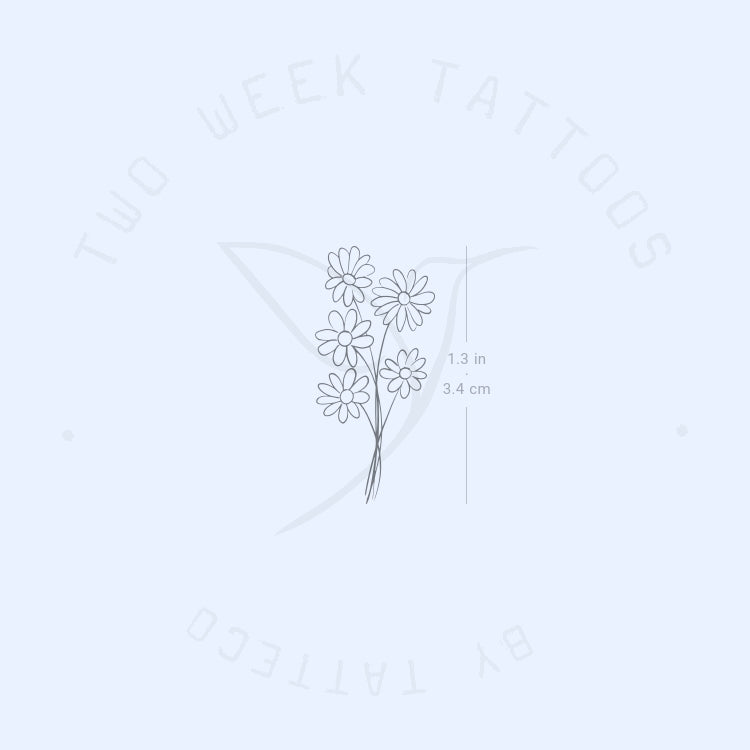 Daisy Bouquet Semi-Permanent Tattoo - Set of 2