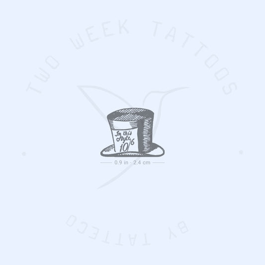 Tatuaje semipermanente pequeño de sombrero de Sombrerero Loco (juego de 2)