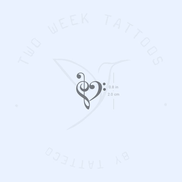 Small Music Heart Semi-Permanent Tattoo - Set of 2