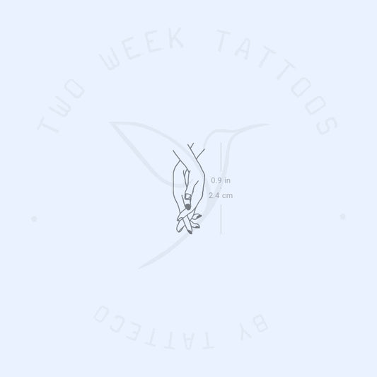 Tatuaje semipermanente pequeño de manos agarradas - Juego de 2