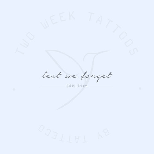 Lest We Forget Semi-Permanent Tattoo - Set of 2