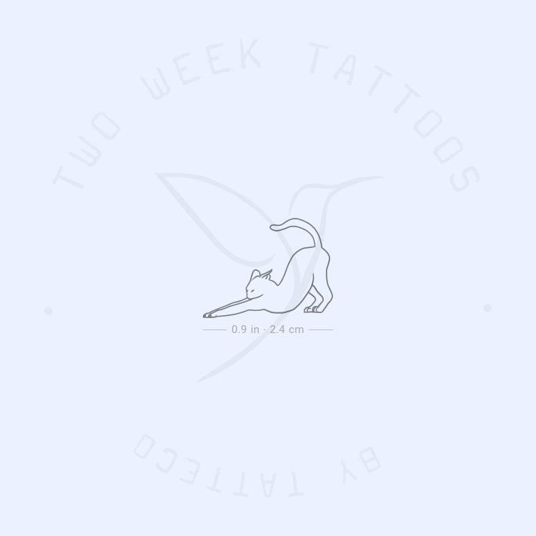 Tatuaje semipermanente de gato estirado - Juego de 2